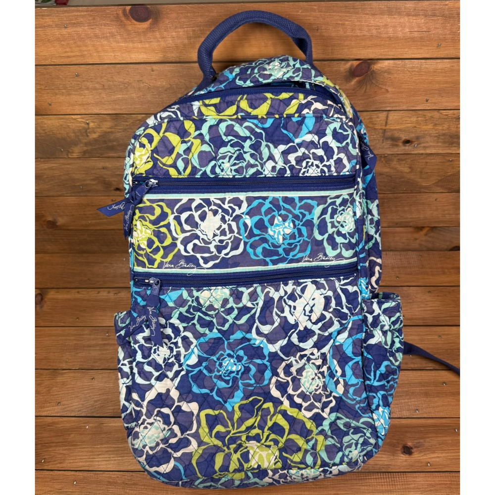 Vera Bradley Katalina‎ Blues Large Tech Backpack 18x12 Blue Green Floral